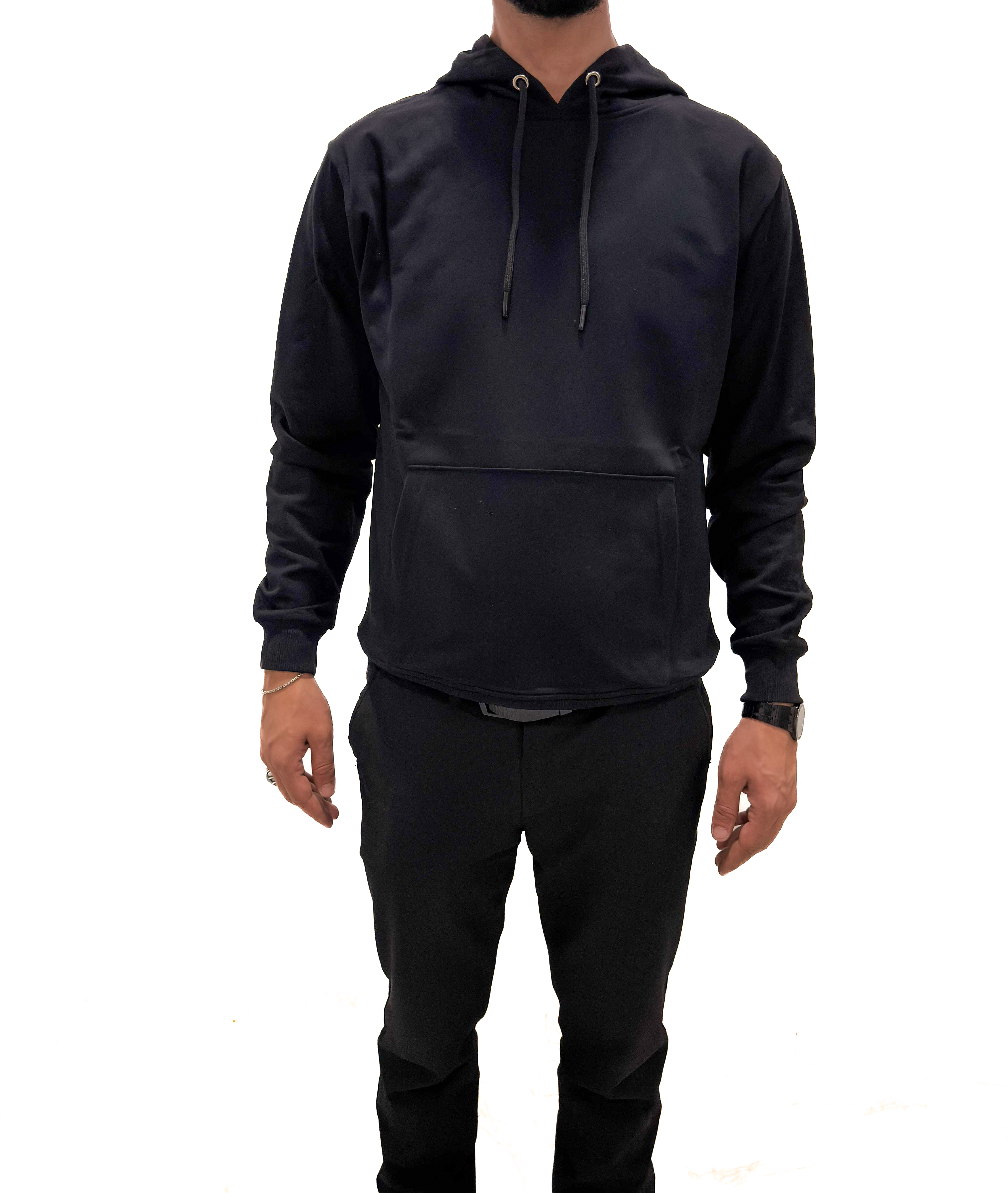 UniSex Bay ve Bayan Kapşonlu Sweatshirt Siyah