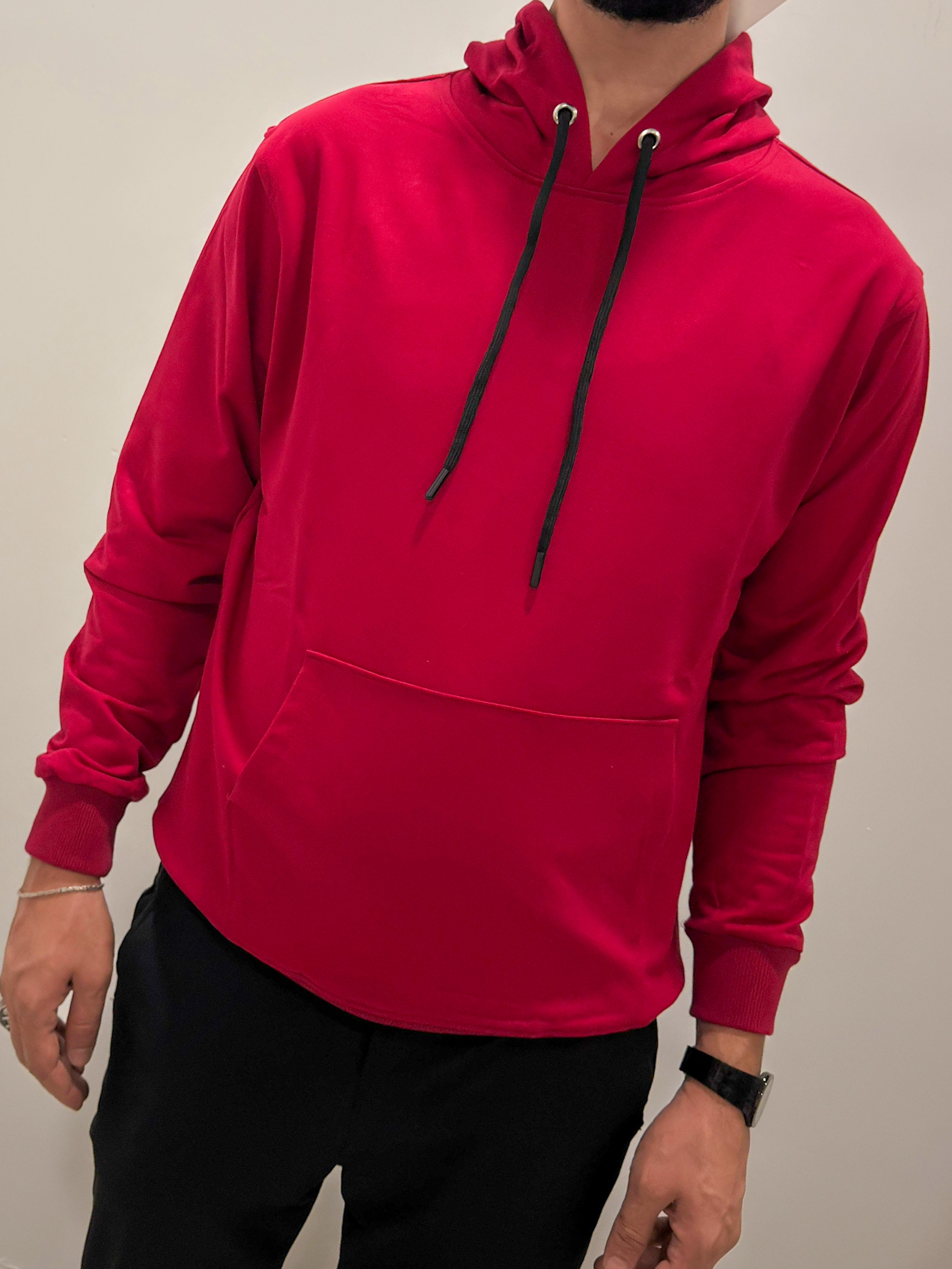 UniSex Bay ve Bayan Kapşonlu Sweatshirt Kırmızı