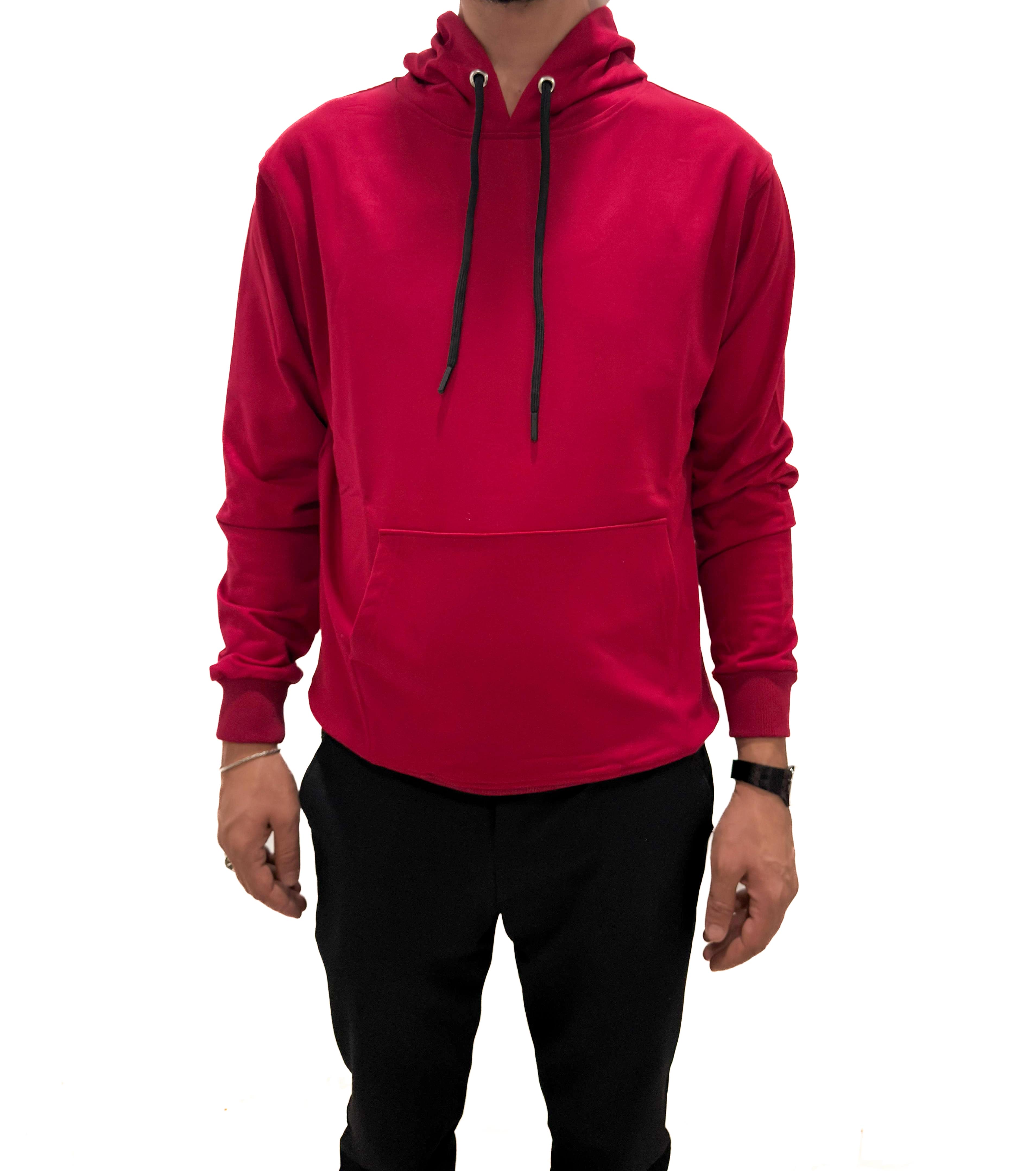 UniSex Bay ve Bayan Kapşonlu Sweatshirt Kırmızı