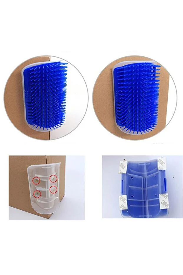 Duvara Yapışkanlı Kedi Köpek Kaşıma Kaşınma Tarama Aparatı Mavi