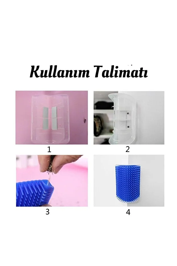 Duvara Yapışkanlı Kedi Köpek Kaşıma Kaşınma Tarama Aparatı Mavi