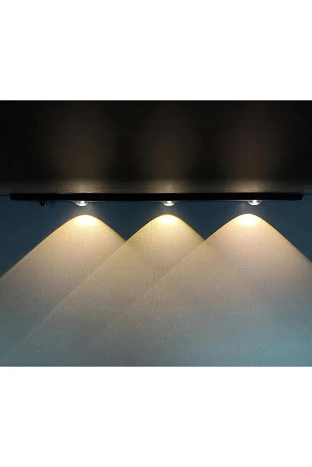 Sensörlü Şarjlı Mıknatıslı 3 Farklı Işık Renkli Dimmerli 40cm Siyah