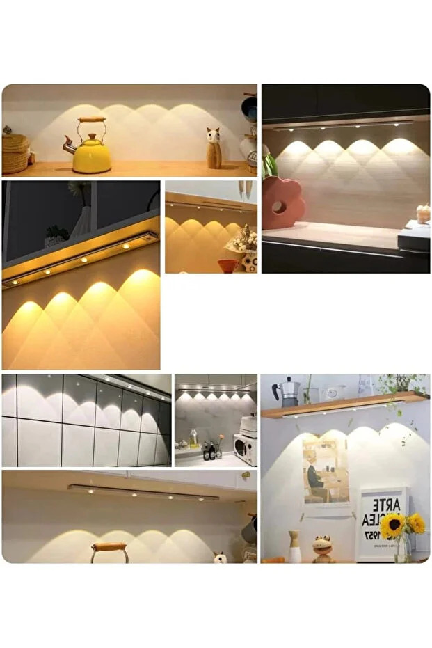 Sensörlü Şarjlı Mıknatıslı 3 Farklı Işık Renkli Dimmerli 40cm Siyah