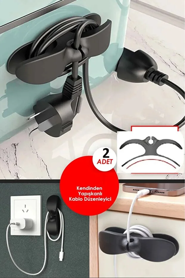 2 ADET Yapışkanlı Airfryer Kablo Sabitleyici Düzenleyici Çok Amaçlı Kablo Tutucu Kablo Toparlayıcı