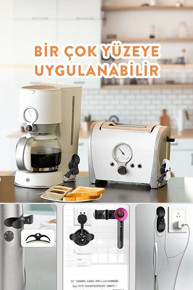 2 ADET Yapışkanlı Airfryer Kablo Sabitleyici Düzenleyici Çok Amaçlı Kablo Tutucu Kablo Toparlayıcı
