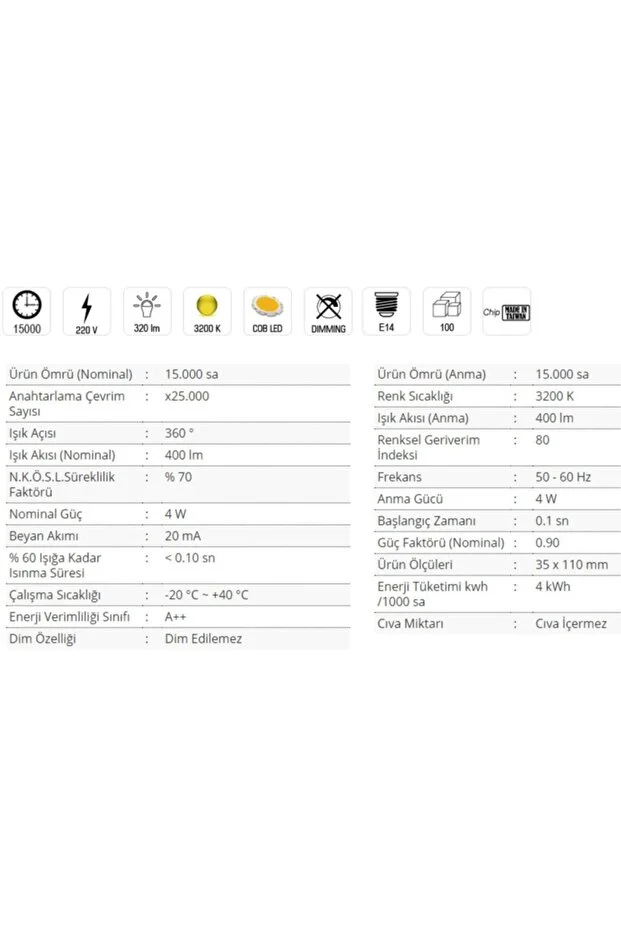 4w Flamanlı Şeffaf Led Buji Ampul  - 10 ADET
