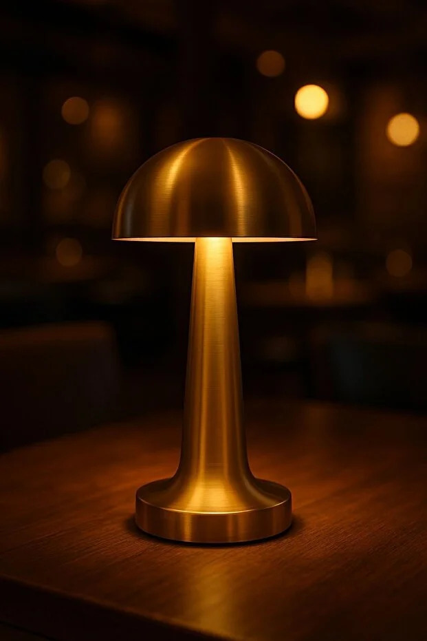 3 Işık Renkli Şarjlı Dim Edilebilir Masa Lambası ALTIN RENK Gold Kasa