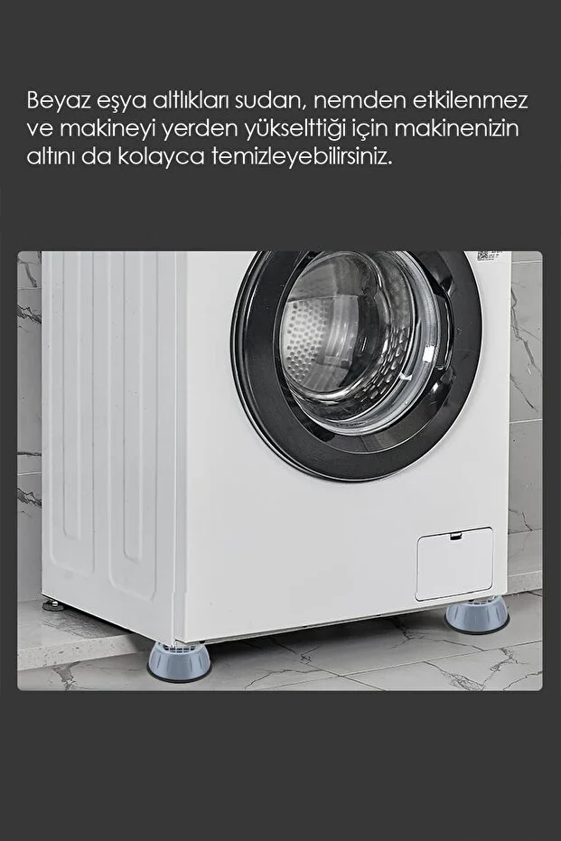 Beyaz Eşya Ayağı 4 Adet Titreşim Önleyici Çamaşır Bulaşık Makinası Buzdolabı Yükseltici Stoper