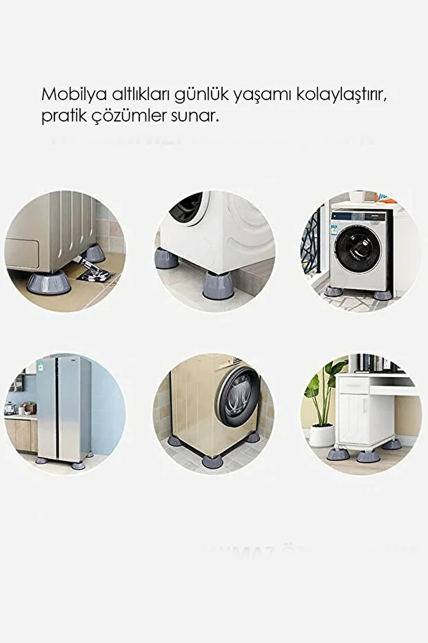 Beyaz Eşya Ayağı 4 Adet Titreşim Önleyici Çamaşır Bulaşık Makinası Buzdolabı Yükseltici Stoper