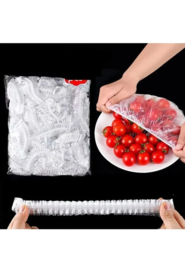 100 Adet Lastikli Pratik Tazeliği Koruyan Tencere ve Tabak Bonesi Çok Amaçlı Kapak Gıda Bonesi