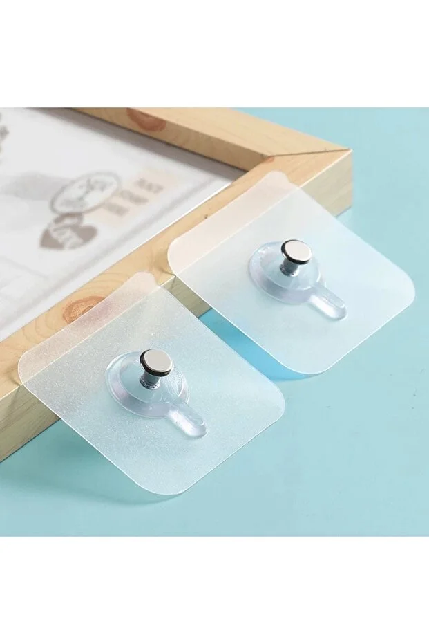 4 Adet Süper Güçlü Çerçeve Askısı Pin Delgisiz Vidalı Tırnak Kanca Yapışkanlı Raf Tutucu Askı