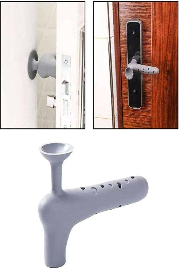 2 Adet Silikon Kapı Kolu Koruyucu Stoper Gri Kapı Arkası Duvar Koruyucu Gürültü Emici Koruma Tampon