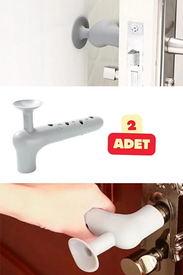 2 Adet Silikon Kapı Kolu Koruyucu Stoper Gri Kapı Arkası Duvar Koruyucu Gürültü Emici Koruma Tampon