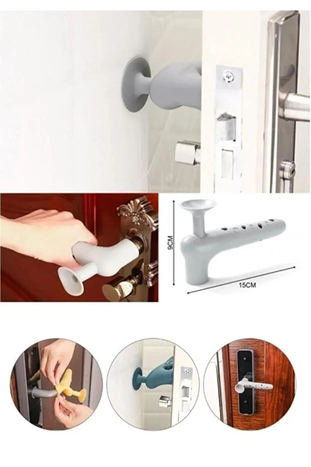 2 Adet Silikon Kapı Kolu Koruyucu Stoper Gri Kapı Arkası Duvar Koruyucu Gürültü Emici Koruma Tampon