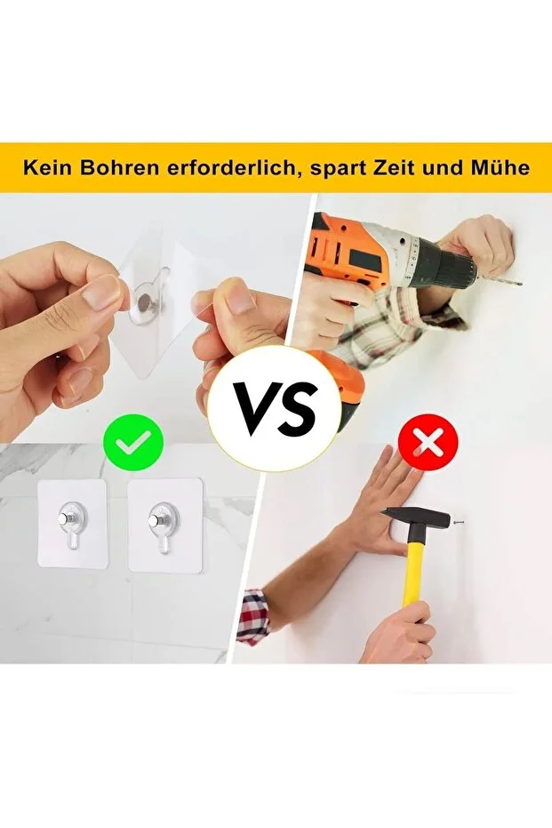 4 Adet Süper Güçlü Çerçeve Askısı Pin Delgisiz Vidalı Tırnak Kanca Yapışkanlı Raf Tutucu Askı