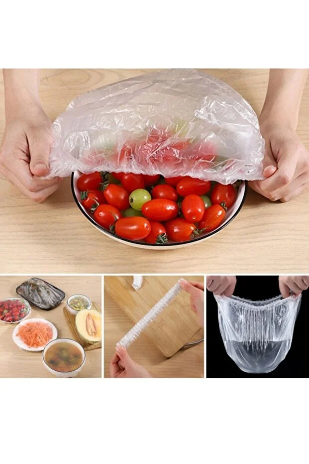 100 Adet Lastikli Pratik Tazeliği Koruyan Tencere ve Tabak Bonesi Çok Amaçlı Kapak Gıda Bonesi