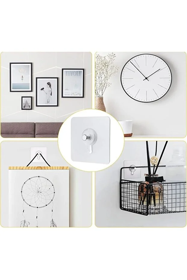 4 Adet Süper Güçlü Çerçeve Askısı Pin Delgisiz Vidalı Tırnak Kanca Yapışkanlı Raf Tutucu Askı