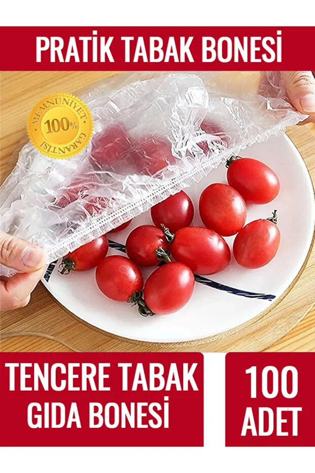 100 Adet Lastikli Pratik Tazeliği Koruyan Tencere ve Tabak Bonesi Çok Amaçlı Kapak Gıda Bonesi