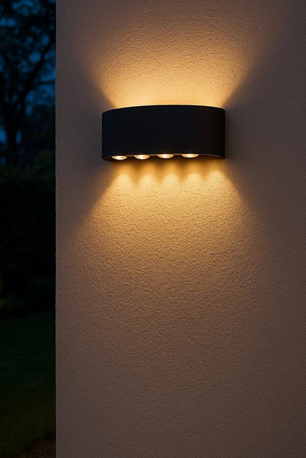 15 W İki Yönlü Led Duvar Aplik - Gün Işığı (3000K)  - Siyah - IP44 